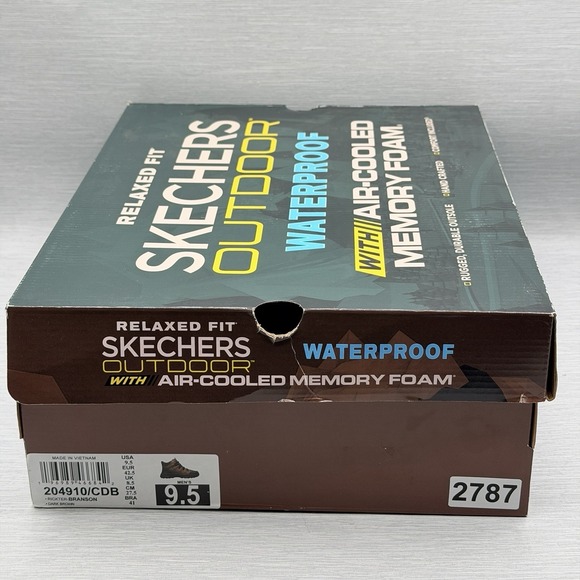 Skechers Waterproof Hiking Boots Men's 9.5 Brown Leather Outdoor Trail 204910 - Picture 10 of 14